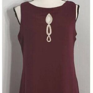 SLNY Burgundy 3 Tear Drop Chiffon Dress (Size 10)